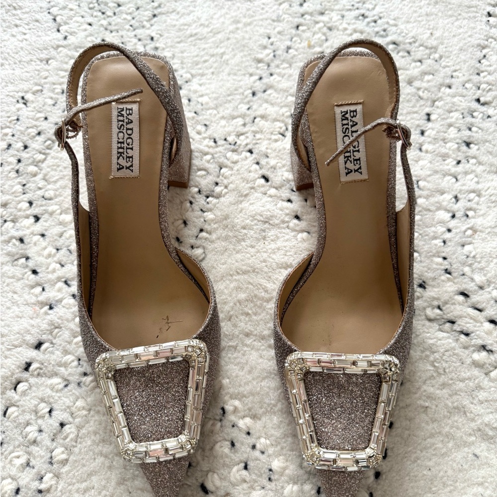 Badgley Mischka Glittering Silver Heels - Picture 4 of 5